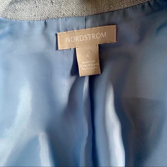 Nordstrom Baby Blue One Button Silk Blazer 4 - Picture 5 of 5